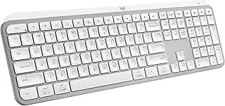 Logitech MX Keys S Wireless Keyboard with Free Adobe Subscription, Low Profile, Fluid Precise Quiet Typing, Programmable Keys, Backlighting, Bluetooth, USB C - Pale Grey