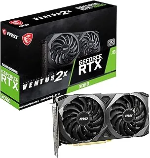 MSI Gaming GeForce RTX 3060 gddr6 pci_e_x16 12GB 15 Gbps GDRR6 192-Bit HDMI/DP PCIe 4 Torx Twin Fan Ampere OC Graphics Card (RTX 3060 Ventus 2X 12G OC), Black