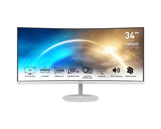 MSI Modern MP341CQW 34" 2K UWQHD 4ms 100Hz Curved Professional Monitor