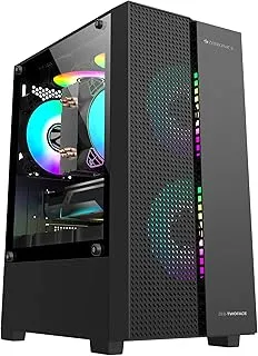 ZEBRONICS TWOFACE Premium Gaming Cabinet/Case, Mini-Tower, Supports mATX | ITX, 3 Built-in Inner Glow RGB Fans, LED Control Switch, Tempered Glass, USB 3.0, Magnetic Dust Filter (Black)