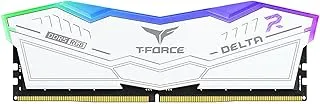 TeamGroup T-Force Delta RGB 2x16GB 6000MHz (6000MT/s) CL38 White 32GB DDR5 RAM Kit, Desktop Gaming Memory, Metal Heatsink, ARGB Sync, ECC, XMP 3.0/EXPO, For Intel/AMD CPU, High Performance Low Latency