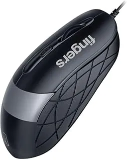 FINGERS SuperHit Wired Mouse with Advanced Optical Technology (Lightweight | Trendy Dual-Tone Design | Works Well with Windows, macOS, Linux) (Matte Black + Steel Grey)