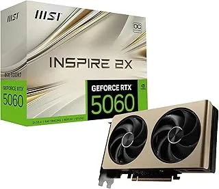 MSI GeForce RTX 5060 8G Inspire 2X OC Graphic Card - NVIDIA GeForce RTX 5060 GPU, 8GB GDDR7 128-bit Memory, 28 Gbps, PCI Express Gen 5 x16 Interface, Upto 2535 MHz, STORMFORCE Fan