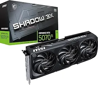 MSI GeForce RTX 5070 Ti 16G Shadow 3X OC Graphic Card - NVIDIA GeForce RTX 5070 Ti GPU, 16GB GDDR7 256-bit Memory, 28 Gbps, PCI Express Gen 5 Interface, Upto 2482 MHz, TORX Fan 5.0