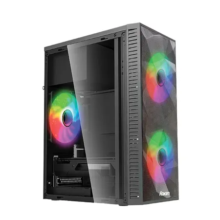 Foxin Flare Mini Tower Gaming Computer Case with Tempered Glass