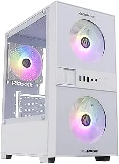 ZEBRONICS Leon PRO Premium Gaming Cabinet/Case, Mini-Tower, Supports mATX | ITX, 3 Pre-Installed RGB Fans, Side Tempered Glass, USB 3.0, Magnetic Dust Filter (White)