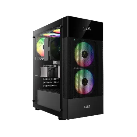 Gamdias AURA GC5 ARGB DIGITAL Display MESH ARGB Mid-Tower Case Black