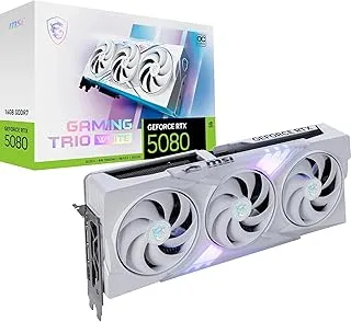 MSI GeForce RTX 5080 16G Gaming Trio OC White Graphic Card - NVIDIA GeForce RTX 5080 GPU, 16GB GDDR7 256-bit Memory, 30 Gbps, PCI Express Gen 5 Interface, Upto 2700 MHz, TRI FROZR 4
