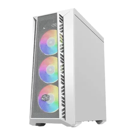 Cooler Master MasterBox MB520 Mesh ARGB E-ATX Mid-Tower Computer Cabinet with Pre-Installed Fans - White
