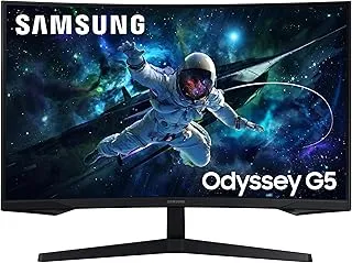 Samsung 32" (80cm) Odyssey G5 2K Curved Gaming Monitor|QHD 2560 X 1440|1000R Curved|165Hz|1ms(MPRT)|300nits|Ports-HDMI,DP,Headphone|DP Cable|HDR10|FreeSync|LS32CG550EWXXL|Black