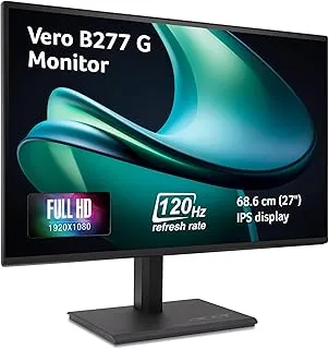 acer Vero B277 G 27 Inch IPS FHD Monitor | 120Hz AdaptiveSync | ErgoStand Tilt/Swivel/Pivot/Height Adjust | TUV Low Blue Light | VisionCare 2.0 | HDMI + DP Ports | TCO/EPEAT Gold | 85% PCR Eco Design