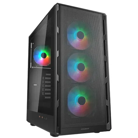 Cougar Airface Pure RGB Mid Tower ATX Computer Case Compact Design with Ultra‑Slim Ventilated Front Panel and 4 RGB Fans