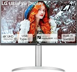 LG 27UP850K 68.4 cm (27 Inch) Ultrafine UHD (3840 x 2160) IPS Monitor, VESA DisplayHDR 400, 95% DCI-P3, DP, HDMI, USB Type-C (90W PD), Speakers, Integrated Mac Controls, Anti-Glare, HAS Stand, White