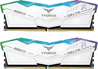 TeamGroup T-Force Delta RGB 2x16GB 7200MHz (7200MT/s) CL34 White 32GB DDR5 RAM Kit, Desktop Gaming Memory, Metal Heatsink, ARGB Sync, ECC, XMP 3.0/EXPO, For Intel/AMD CPU, High Performance Low Latency