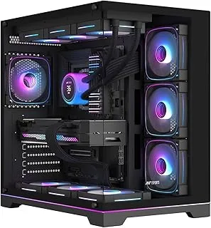 Ant Esports Crystal X7 Pro Max ATX Computer Case/Gaming Cabinet - Black | Support ATX, Micro-ATX, Mini-ITX | Pre-Installed 7 ARGB Infinity Mirror Fans