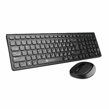 Portronics Key7 Combo Wireless Keyboard & Mouse Set with 2.4 GHz USB Receiver, 10m Working Range, 12 Shortcut Keys, Adjustable DPI, 10 Million Key Life & Click Life for PC, Laptop, Mac – Black + Orange