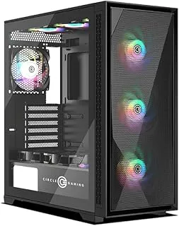 Circle Furious MESH 360 ARGB Mid- Tower Computer Case | Gaming Cabinet - Black | Support ATX, M-ATX, ITX | Pre- Installed 3 x 120mm Front and 1 x 120mm Rear ARGB Fans