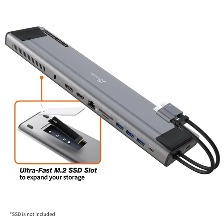 J5CREATE USB-C Dual 4K Display Docking Station with an M.2 SSD Slot jcd551