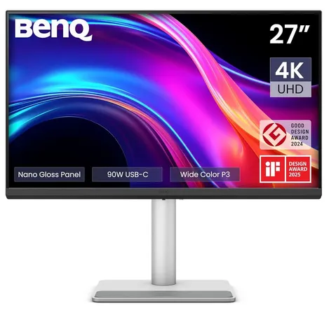 BenQ MA270UP 27” 4K 3840x2160 Monitor for MacBook® Pro/Air, Dual USB-C, 90W Power Delivery, Mac Color Match, USB Hub, Brightness & Volume Control on Mac, Height & Tilt Adjustable Stand, P3 Color Gamut