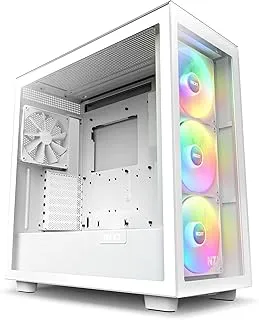 NZXT H7 Elite ATX Mid-Tower Computer Case/Gaming Cabinet - White | Support - Mini-ITX, Micro-ATX, ATX, and EATX | Pre-Installed 3 x 140 mm RGB Front Fans and 1 x 140 mm Rear Fan - CM-H71EW-01