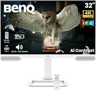 BenQ EW3290U 31.5” 4K UHD 3840x2160 Entertainment Monitor with 98% P3| Remote Control| AI Contrast| Built-in 2.1 Channel Speakers with Woofer| USB-C (65W PD)| 3xHDMI|USB Hub| Ergonomic| Eye-Care