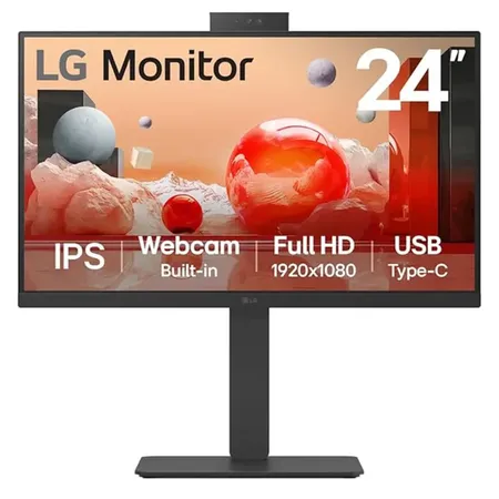 LG 24BA850 24" 100Hz Full HD IPS Monitor Built-in Webcam Mic Speakers
