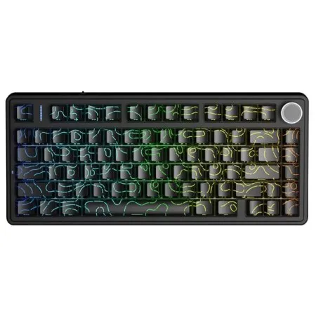 AULA F75 75% Side Engraved Tri Mode TKL 80 Keys Wireless Mechanical Gaming Keyboard With Knob | Black Contour – Star Vector Switches (F75BCS)